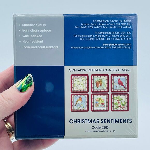 Brand NEW Sealed Pimpernel Coaster Set Christmas Sentiments Portmeirion Group - Picture 5 of 5